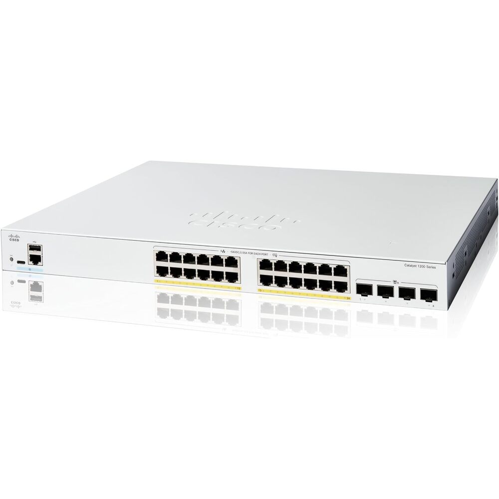 Cisco Catalyst 1200-24FP-4X Smart Switch, 24 Port GE, Full PoE, 4x10GE SFP+, Limited Lifetime Protection (C1200-24FP-4X)