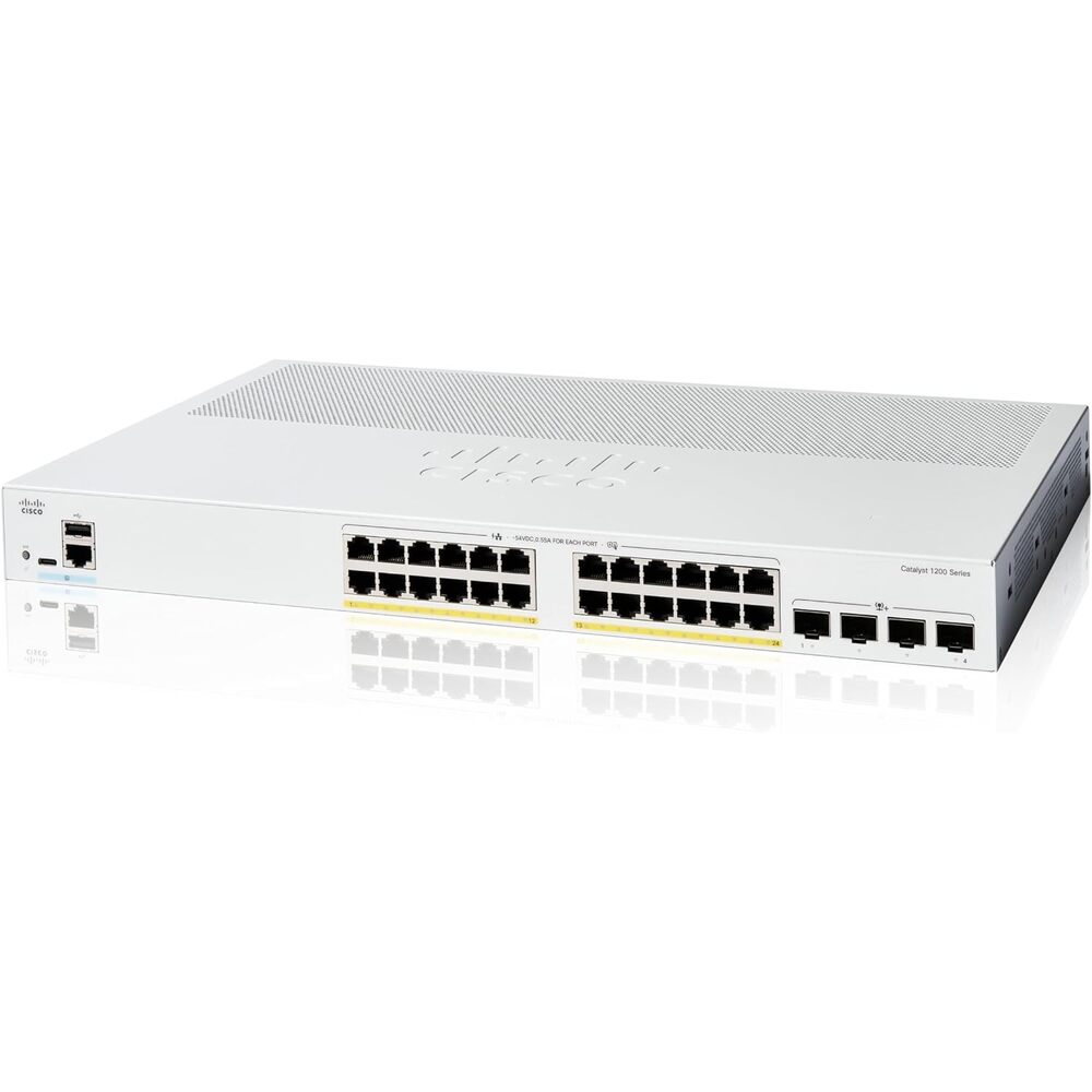 Cisco Catalyst 1200-24P-4X Smart Switch, 24 Port GE, PoE, 4x10GE SFP+, Limited Lifetime Protection (C1200-24P-4X)