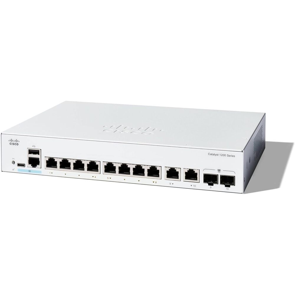 Cisco Catalyst 1200-8T-E-2G Smart Switch, 8 Port GE, Ext PS, 2x1GE Combo, Limited Lifetime Protection (C1200-8T-E-2G)