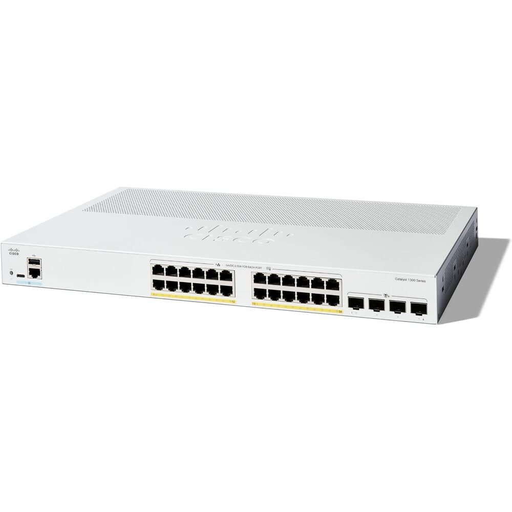 Cisco Catalyst 1300-24P-4X Managed Switch, 24 Port GE, PoE, 4x10GE SFP+, Limited Lifetime Protection (C1300-24P-4X)