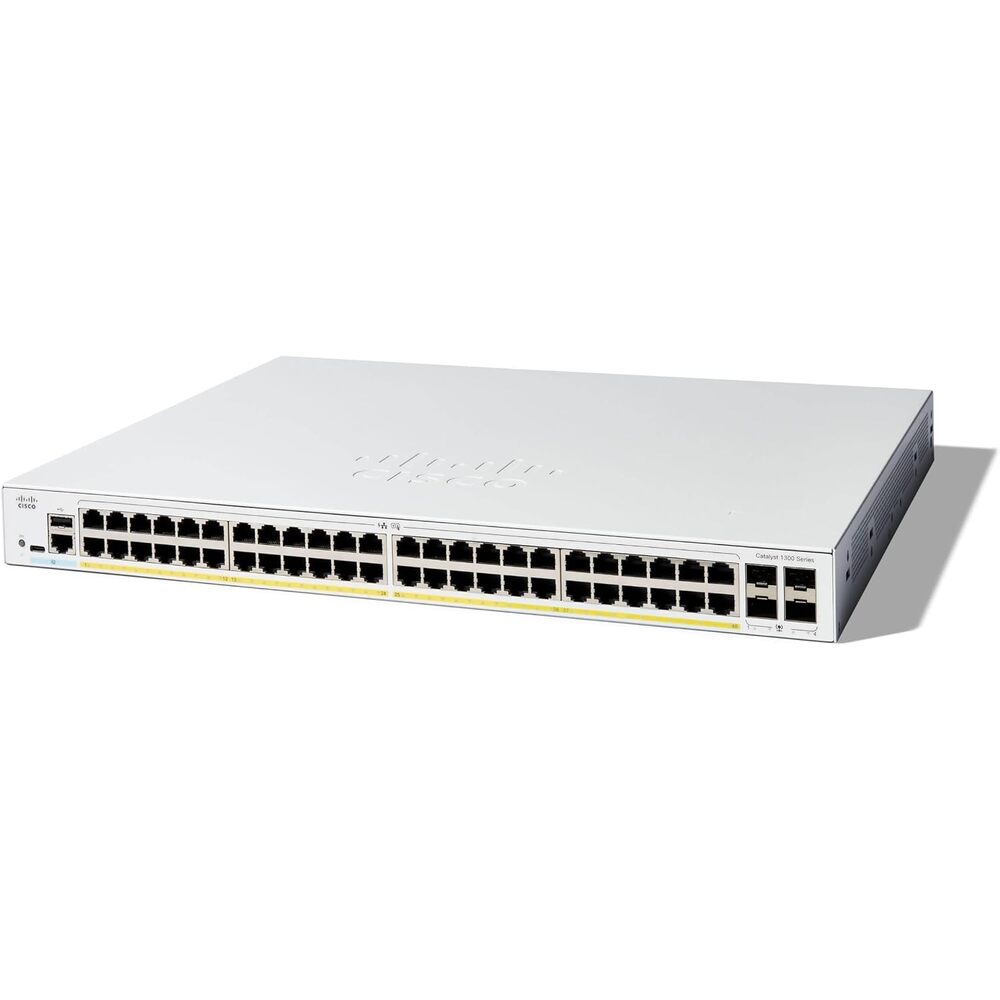 Cisco Catalyst 1300-48P-4G Managed Switch, 48 Port GE, PoE, 4x1GE SFP, Limited Lifetime Protection (C1300-48P-4G)