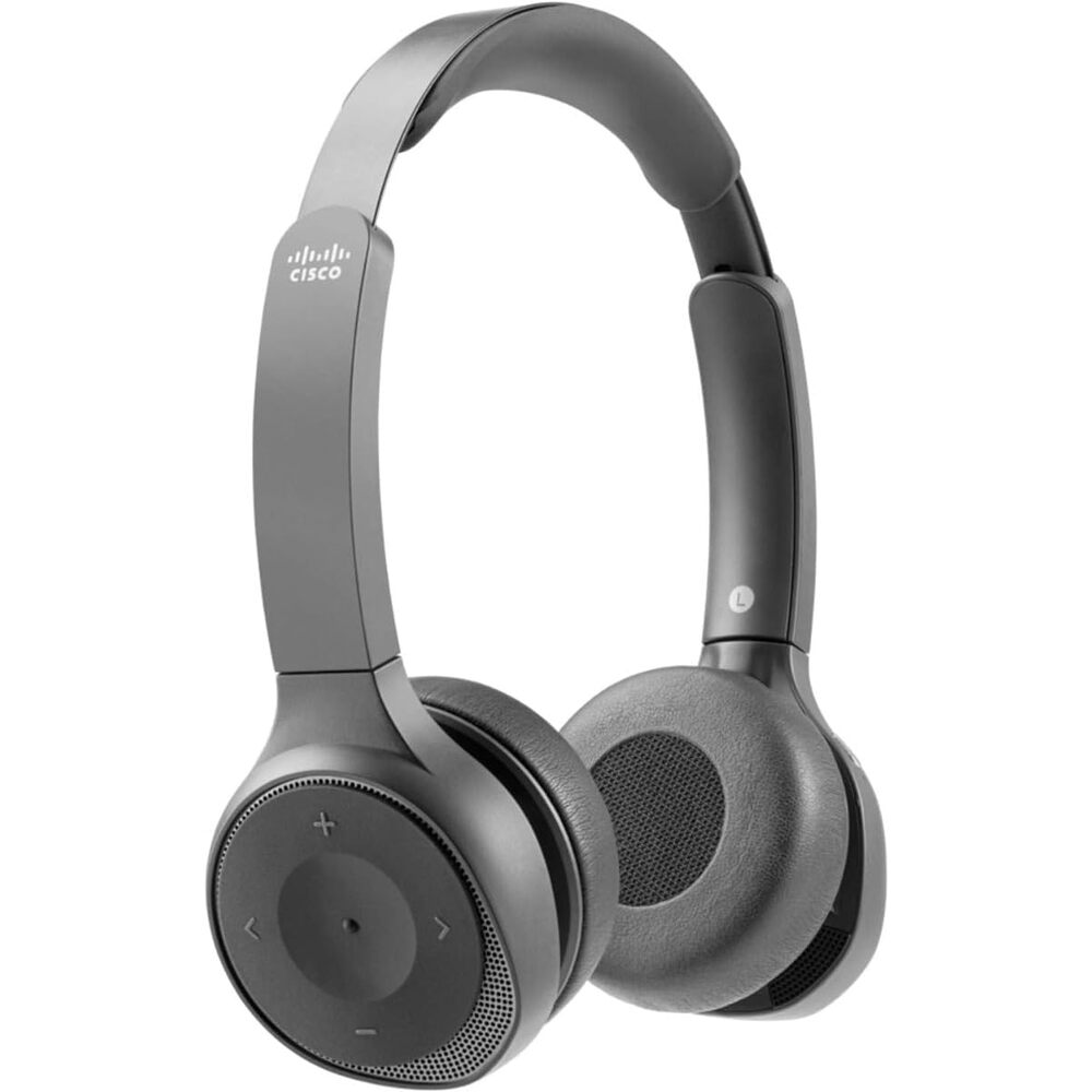 Cisco Headset 730, Wireless Dual On-Ear Bluetooth Headset with Case, USB-A HD Adapter, USB-A and 3.5mm Cables, Charging Stand, Carbon Black, 2-Year Limited Liability Warranty (HS-WL-730-BUNAS-C)