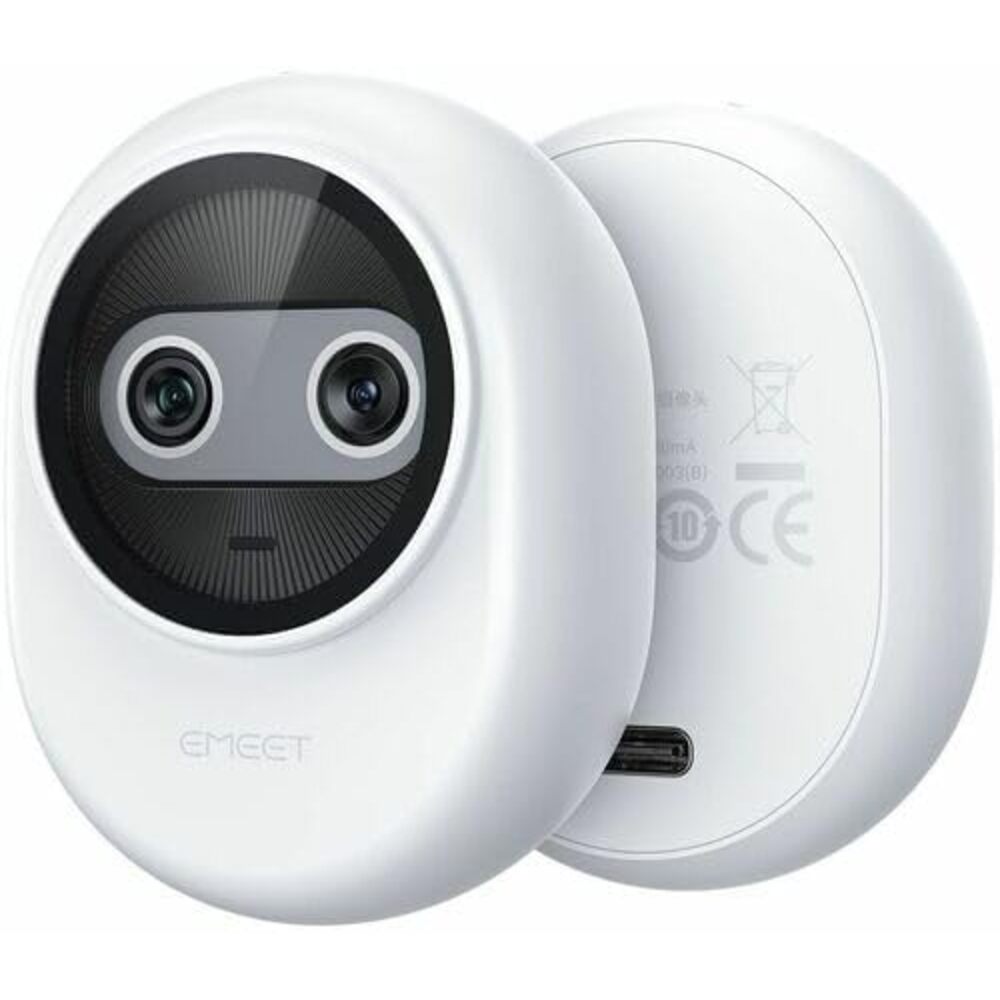EMEET Piko (White) - Dual-lens Webcam with one 4K Image Collection Lens and one AI Assist Lens, Boosting color accuracy, face recognition, and ultra-fast focus. 3 MEMS Mics power 3 Voice Modes for Mee