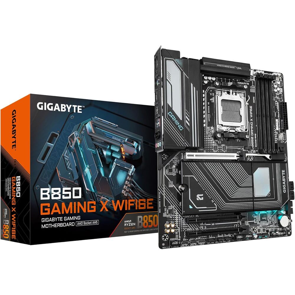 GIGABYTE B850 Gaming X WIFI6E AMD AM5 ATX Motherboard, Support AMD Ryzen 9000/8000/7000 Series, DDR5, 12+2+2 Power Phase, 3X M.2, PCIe 5.0, USB-C, WIFI6E, 2.5GbE LAN, EZ-Latch, 5-Year Warranty