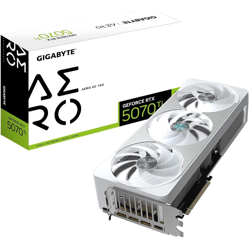 GIGABYTE GeForce RTX 5070 Ti AERO OC 16G Graphics Card, 16GB 256-bit GDDR7, PCIe 5.0, WINDFORCE Cooling System, GV-N507TAERO OC-16GD Video Card