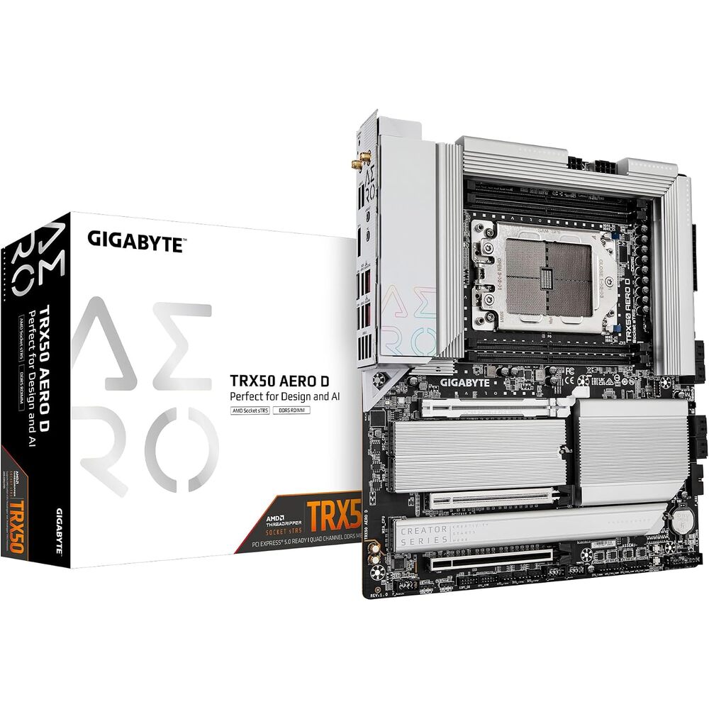 GIGABYTE TRX50 AERO D (sTR5/ AMD/ TRX50/ E-ATX/ DDR5/ PCIe 5.0 M.2/ PCIe 5.0/ USB4 Type-C/Wi-Fi 7/ Marvell 10GbE/ Motherboard)
