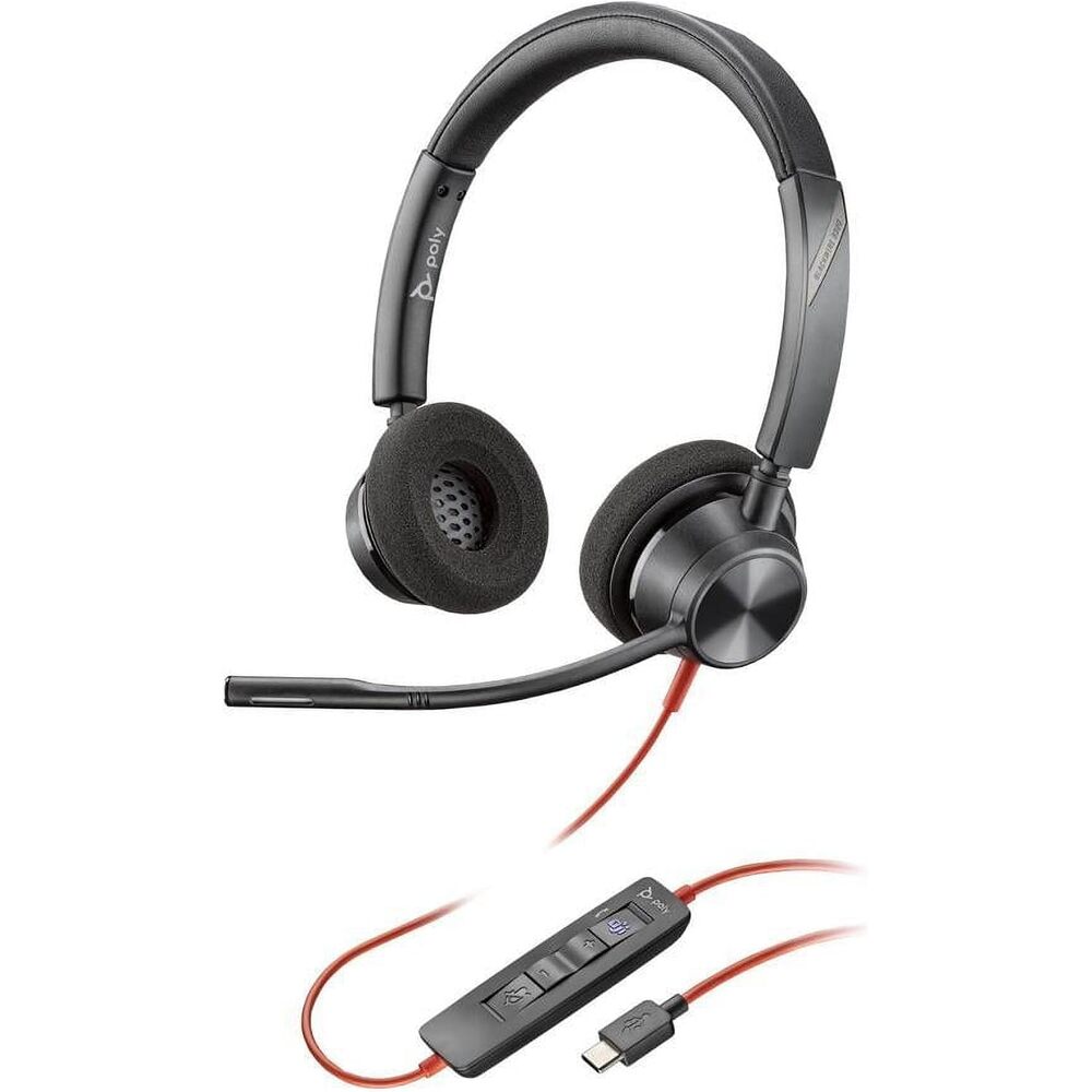 Poly Blackwire 3320 Microsoft Teams Certified Headset with USB-C/A Adapter TAA - Stereo - Wired - USB Type C - Mini-Phone (3.5mm) - 32 Ohm - 20 Hz to 20 kHz - On-Ear - Binaural