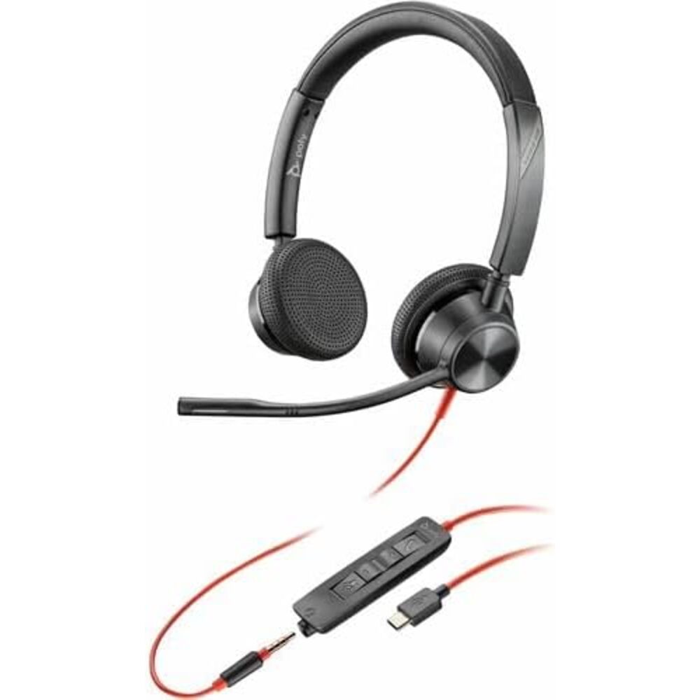 Poly Blackwire 3325 Headset +USB-C/A Adapter TAA - Microsoft Teams Certification - Stereo - Mini-phone (3.5mm), USB Type C - Wired - 32 Ohm - 20 Hz to 20 kHz - On-ear - Binaural - Ear-cup - 7 ft Cable