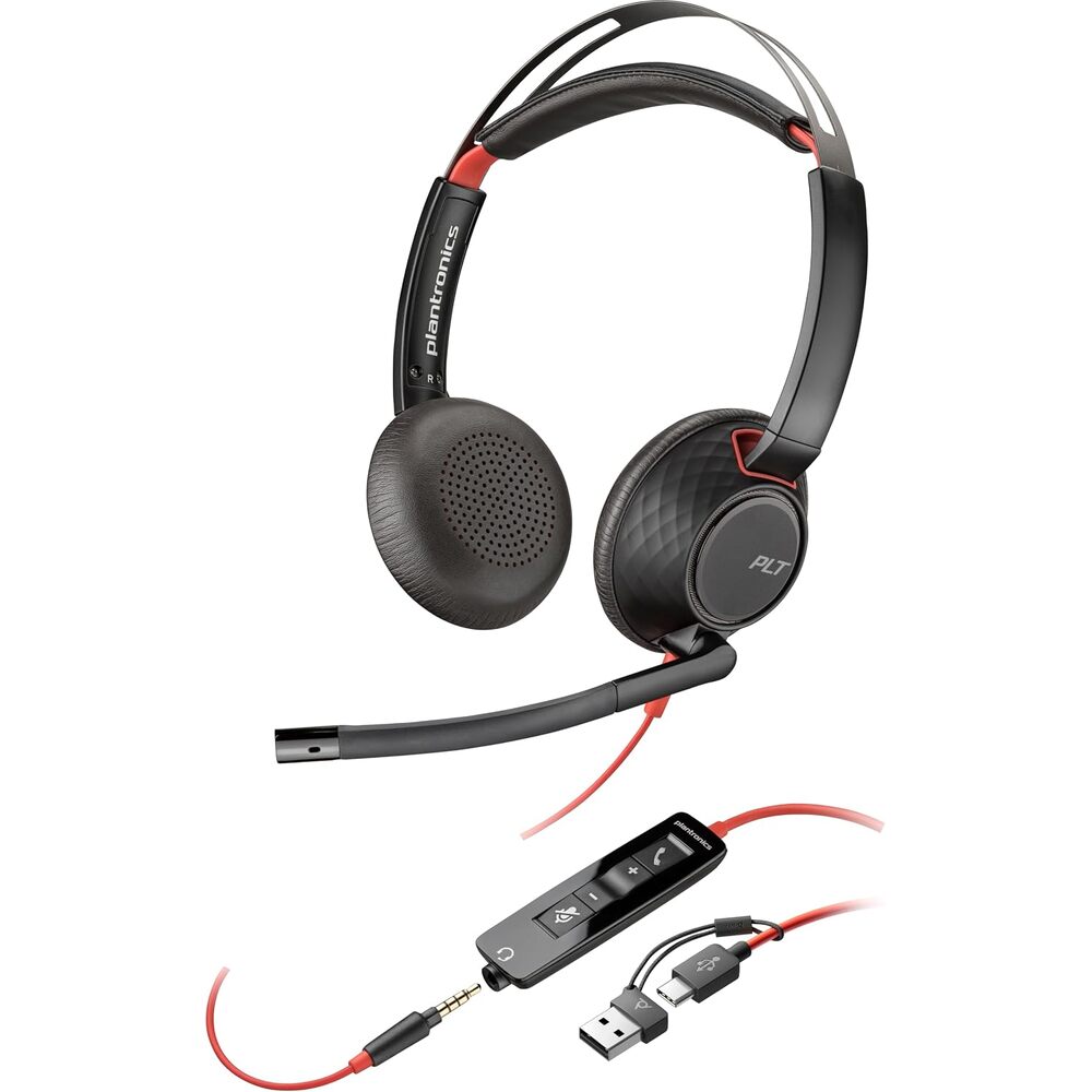 Poly Blackwire 5220 Stereo USB-C Headset + 3.5mm Plug + USB-C/A Adapter (Bulk)