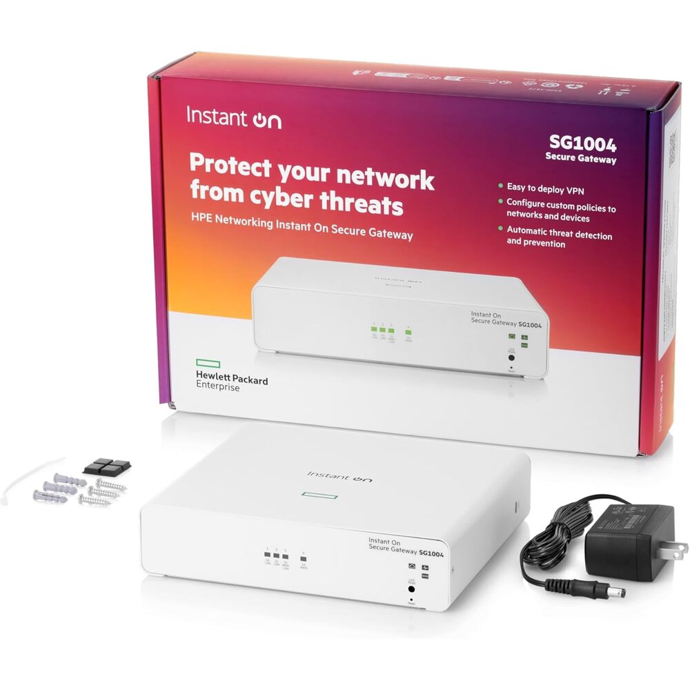 HPE Networking Instant On Secure Gateway SG1004 4-Port 1G Smart-Managed Gateway, 4X 1GBase-T, US Cord (S0G33A#ABA)