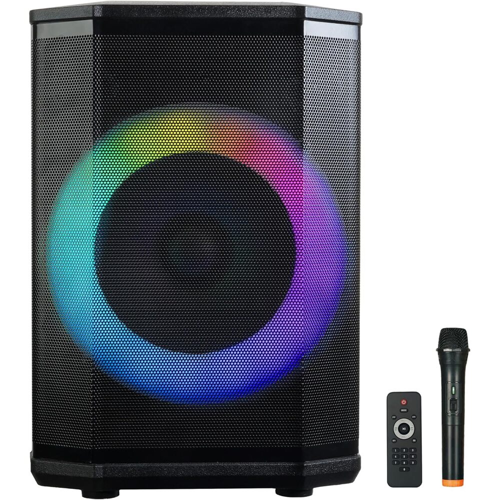 Supersonic IQ Sound IQ-6708DJBT Portable Bluetooth Speaker- Unleash Powerful Sound, Dazzling Light Show, Tiltable Audio Enhancement, USB/SD/AUX Input, TWS, and FM Radio (8 inch)