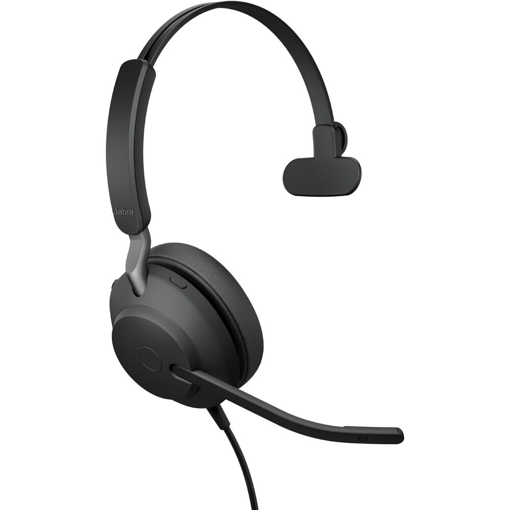 Jabra Evolve2 40 SE (2026 Version) Wired Mono Noise-Cancelling Headset - Features 3-Microphone Call Technology and USB-C/A Cable - UC, All Platforms - Black