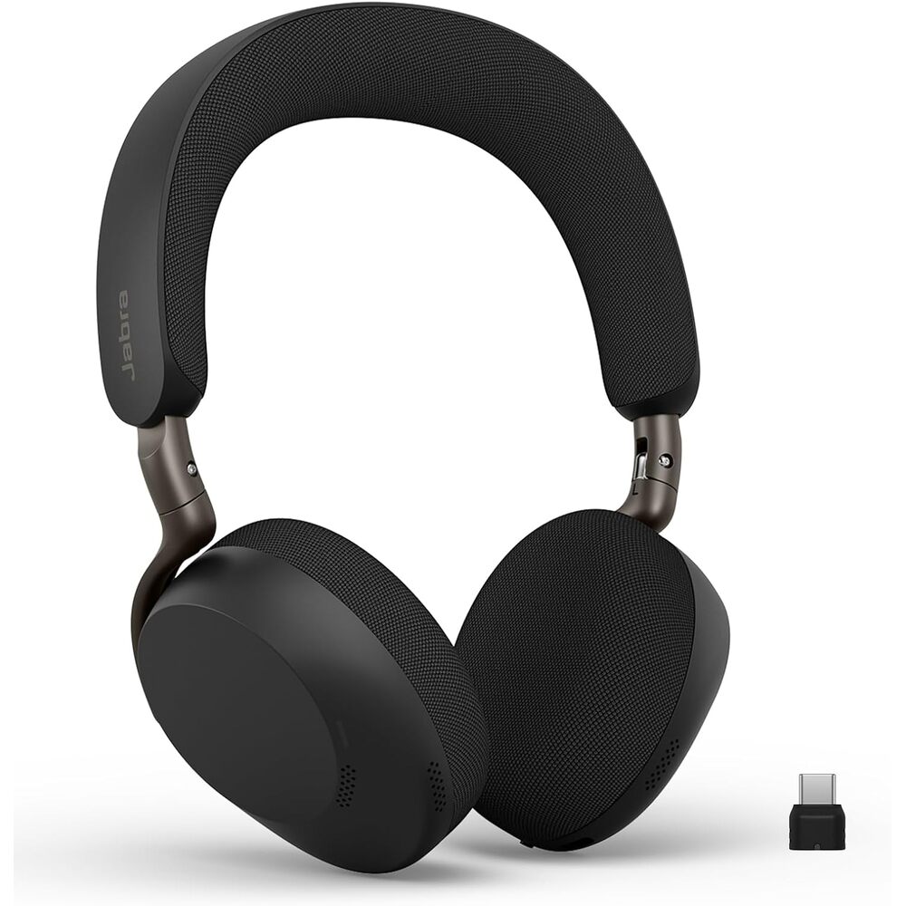 Jabra Evolve3 75 On-Ear Wireless Bluetooth Headset with Microphone for Work, USB-C, AI Voice Call Technology, Advanced Active Noise Cancellation, 22-Hour Battery, Works with Online Meeting Apps, Black