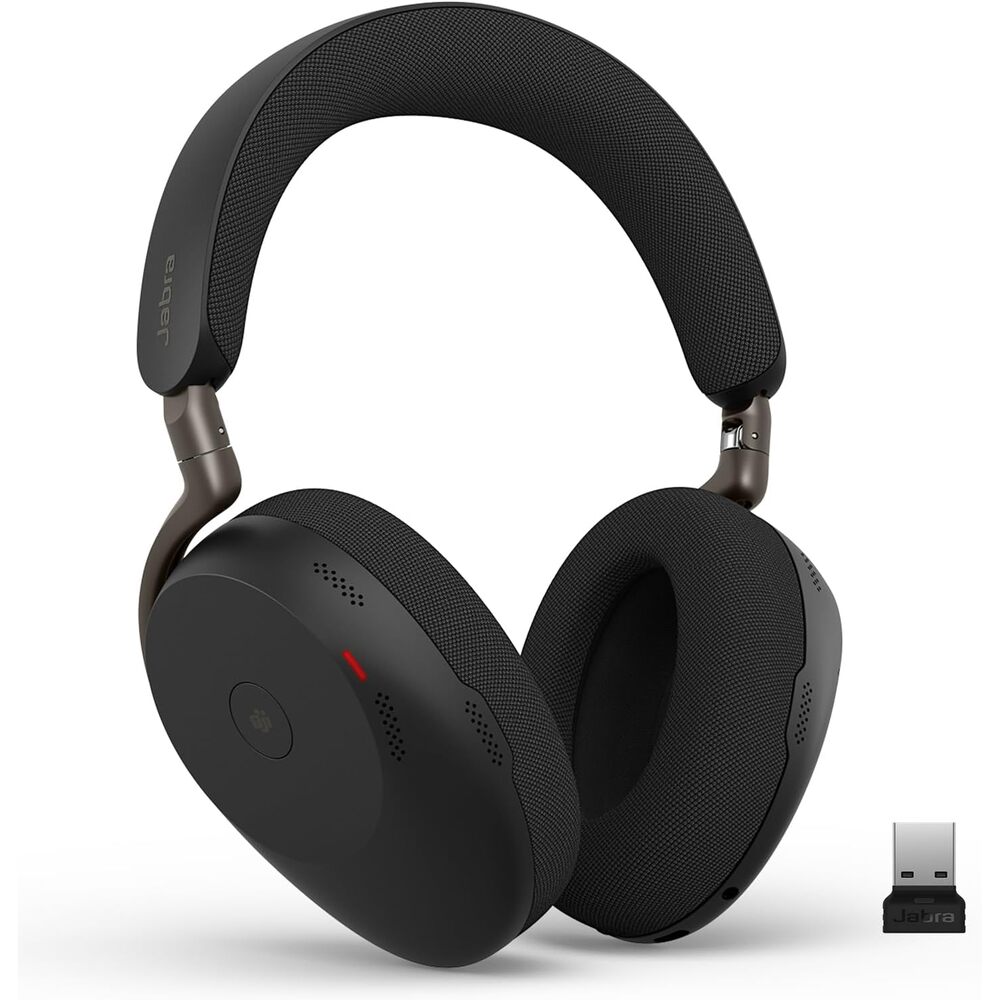Jabra Evolve3 85 Over-Ear Wireless Bluetooth Headset with Microphone for Work, USB-A, AI Voice Call Technology, Adaptive Active Noise Cancellation, 25-Hour Battery, Microsoft Teams Certified, Black