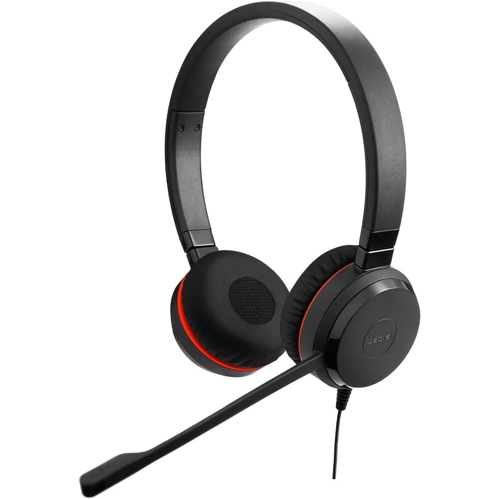 Jabra Evolve 20 SE Wired Dual-Ear Headset with Microphone for Work, USB-A and USB-C Wired Headphones, Microsoft Teams Certified, On-Ear Comfort, Connects to Laptops, iPhone & Android Devices