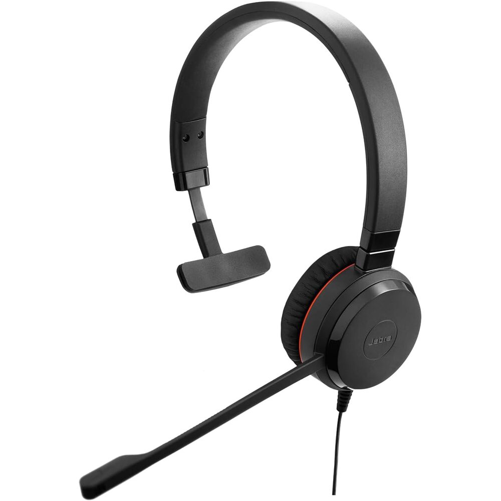 Jabra Evolve 30 II (2025 Edition) Wired Single-Ear Headset with Mic - 3.5mm Jack, USB-A/USB-C Connectivity, with Noise-Canceling Microphone, Works with Online Meeting Platforms - Black