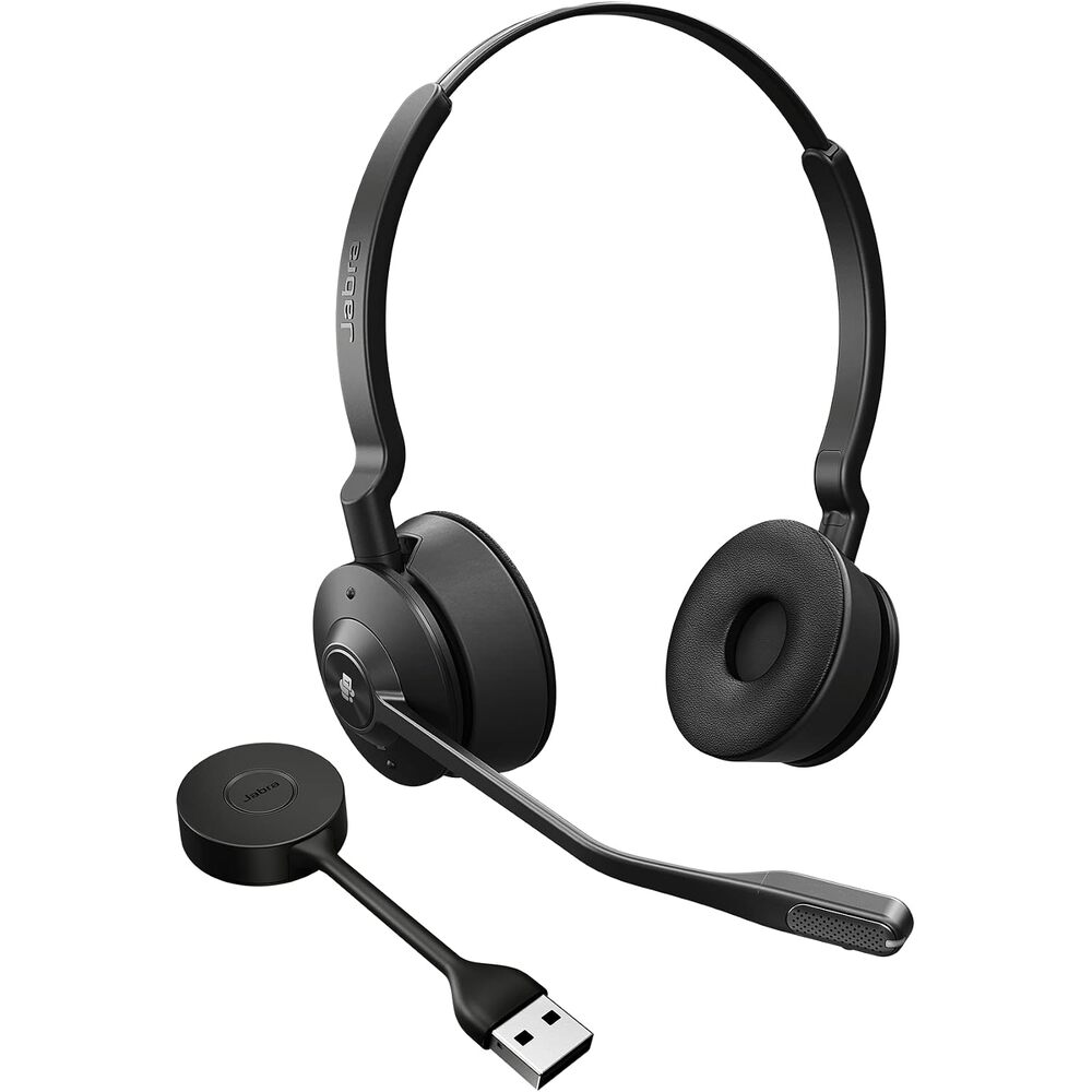 Jabra Engage 55 SE (Second Edition) Dual-Ear Wireless Headset w/Link 400 USB-A DECT Adapter � Noise-Cancelling Microphone, Extensive Range � MS Teams Certified, Works with All Other Platforms, Black