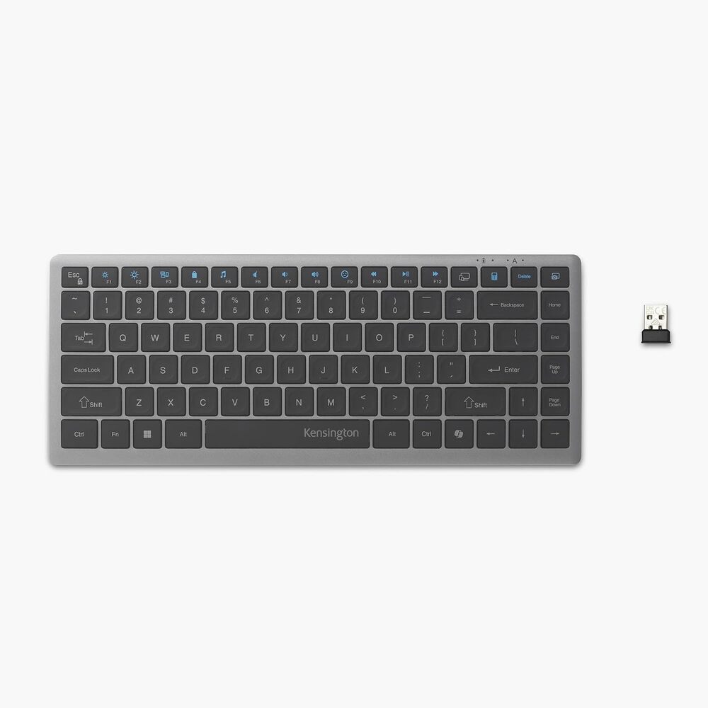 Kensington KB435 Wireless Compact Keyboard, Bluetooth & 2.4GHz Connection, Quiet Scissor-Switch Keys, Programmable, Copilot Hotkey, Compatible with Windows, Black (K75409NA)
