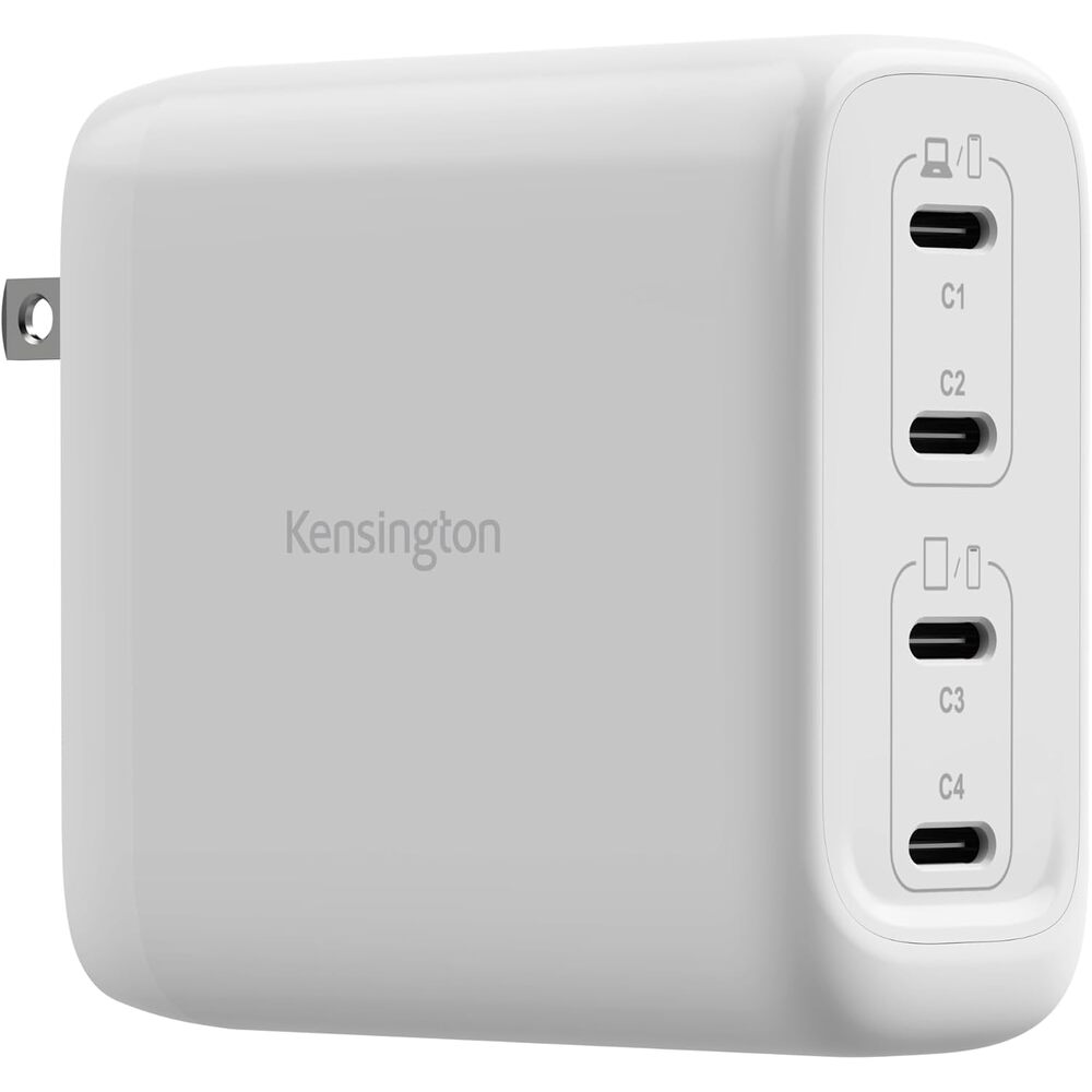 Kensington 140W USB-C GaN Power Adapter, 4-Port Fast Charger with Power Delivery for Laptops, Tablets & Smartphones (K38102NA)