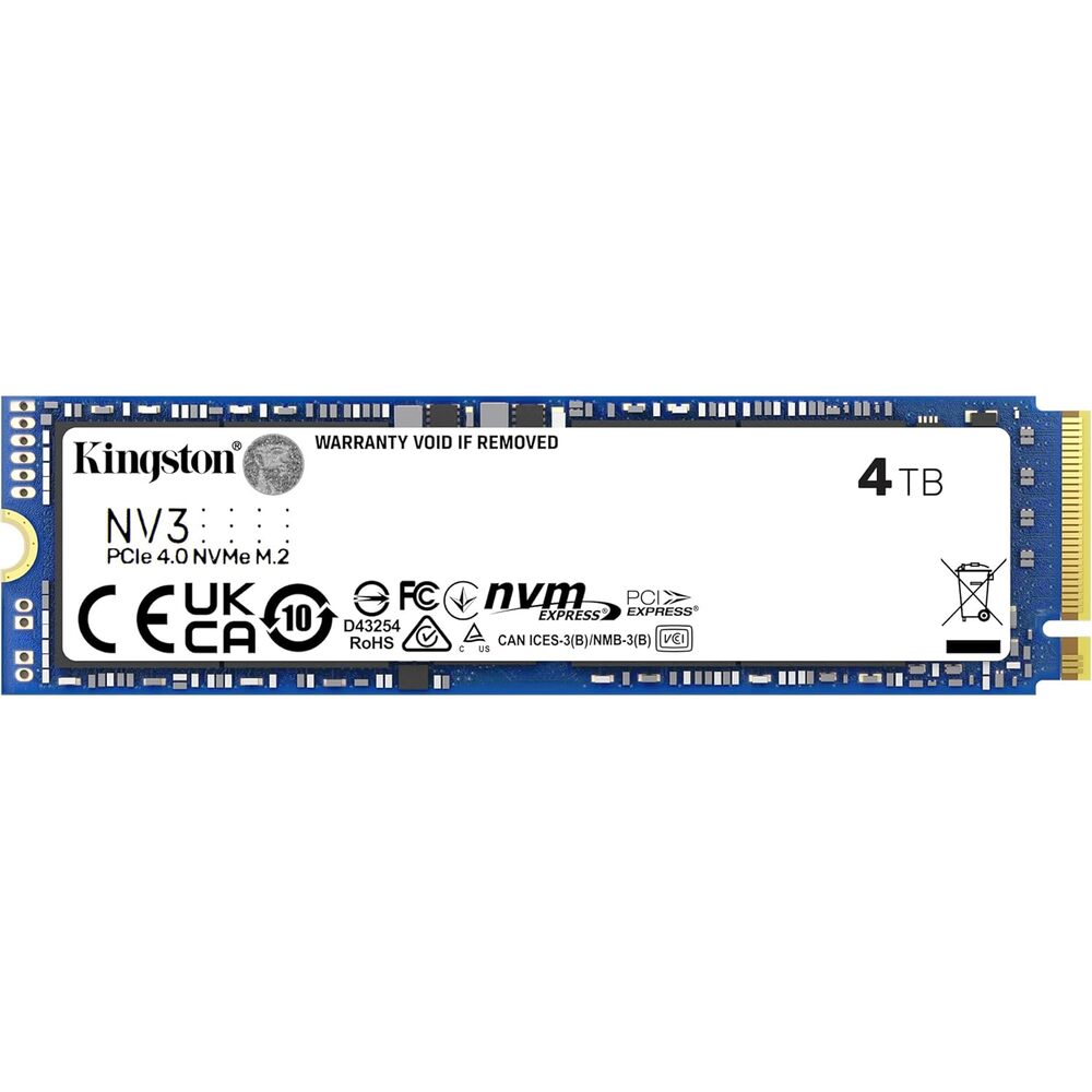 Kingston NV3 4TB M.2 2280 NVMe SSD | PCIe 4.0 Gen 4x4 | Up to 6000 MB/s | SNV3S/4000G