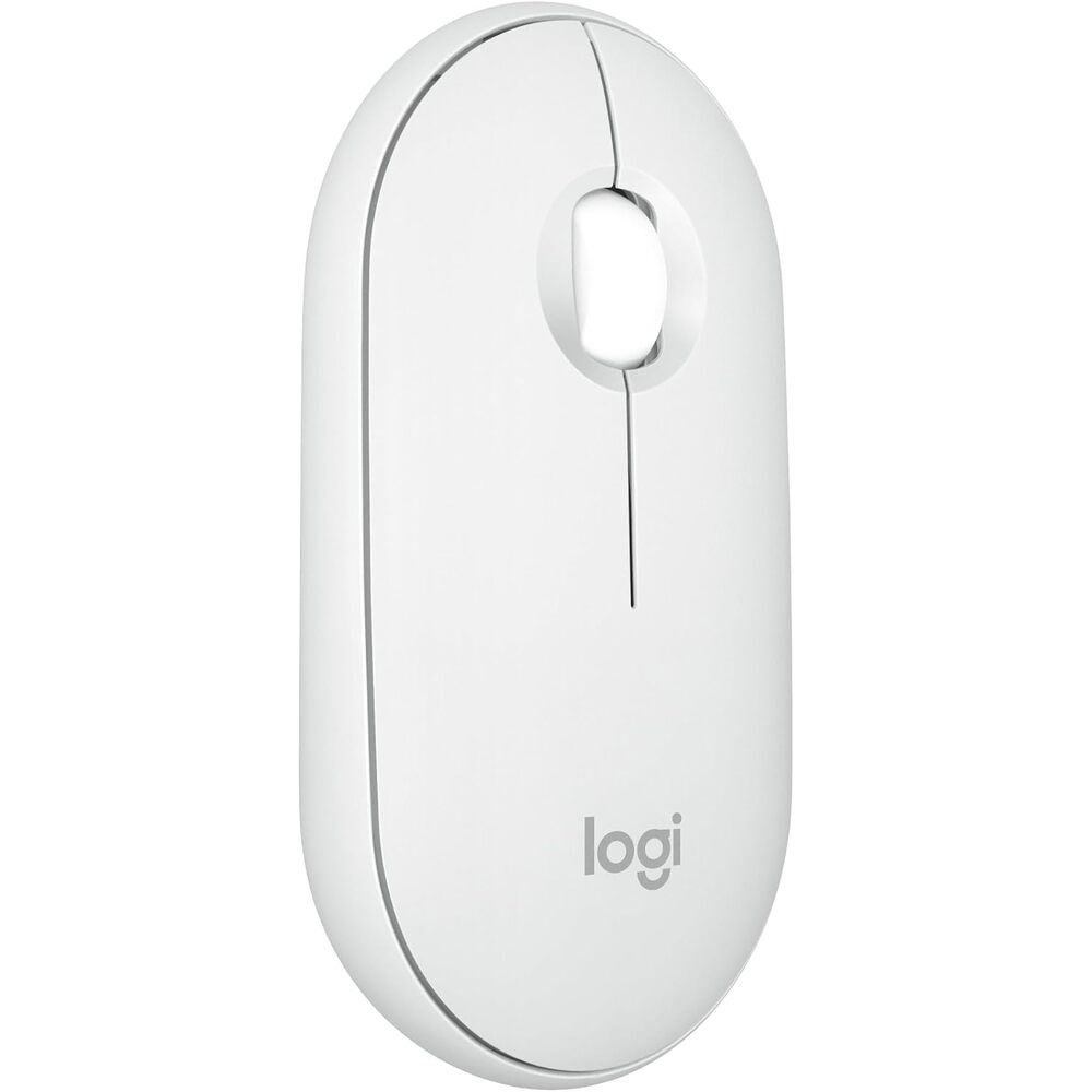 Logitech Pebble Mouse 2 M350s Slim Bluetooth Wireless Mouse, Portable, Lightweight, Customizable Button, Quiet Clicks, Easy-Switch for Windows, macOS, iPadOS, Android, Chrome OS - Tonal White