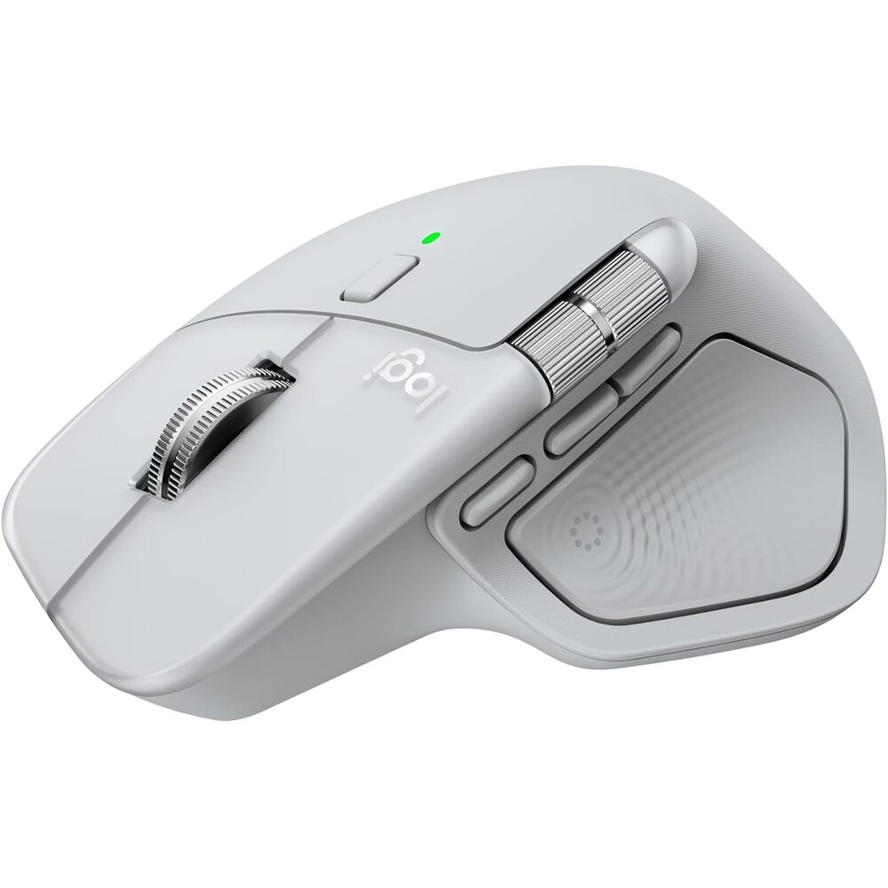 Logitech MX Master 4 for Mac, Ergonomic Bluetooth Mouse with Advanced Performance Haptic Feedback, Ultra-Fast Scrolling, USB-C Charging, MacOS, iPadOS, Windows - White Silver