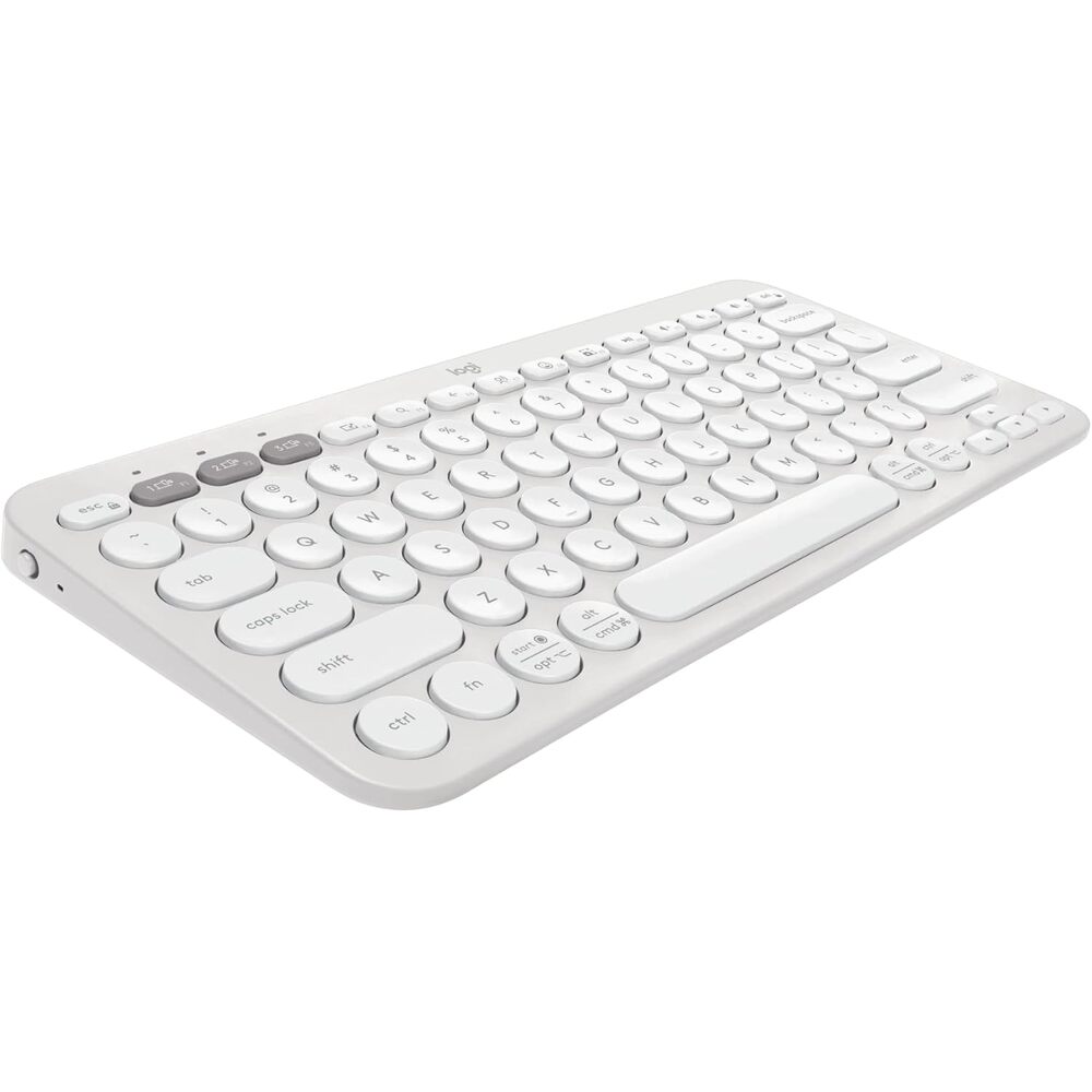 Logitech Pebble Keys 2 K380s, Multi-Device Bluetooth Wireless Keyboard with Customizable Shortcuts, Slim and Portable, Easy-Switch for Windows, macOS, iPadOS, Android, Chrome OS - Tonal White