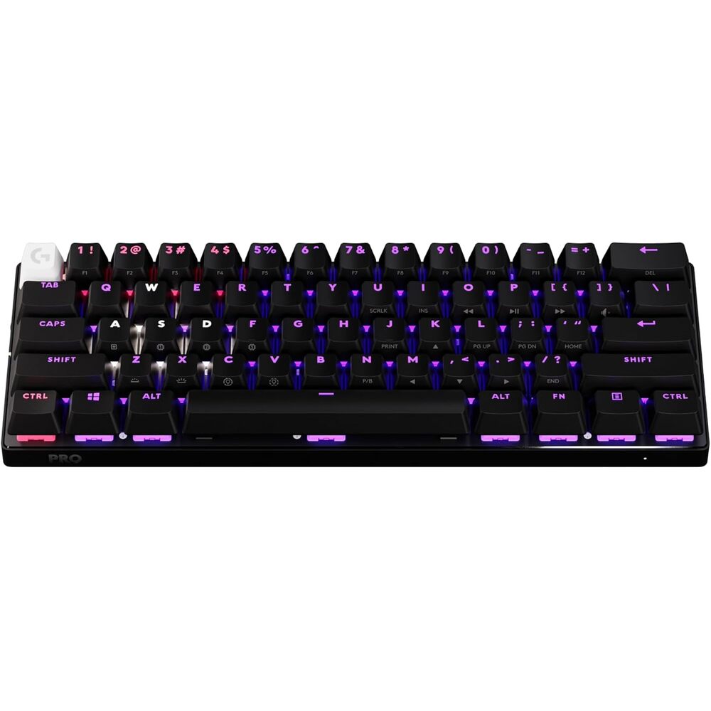 Logitech G PRO X 60 Lightspeed Wireless Gaming Keyboard, Ultra Compact TKL 60% Mechanical Keyboard for Windows PC, LIGHTSYNC RGB, Dual-Shot PBT Keycaps, GX Optical Linear Switches - Black