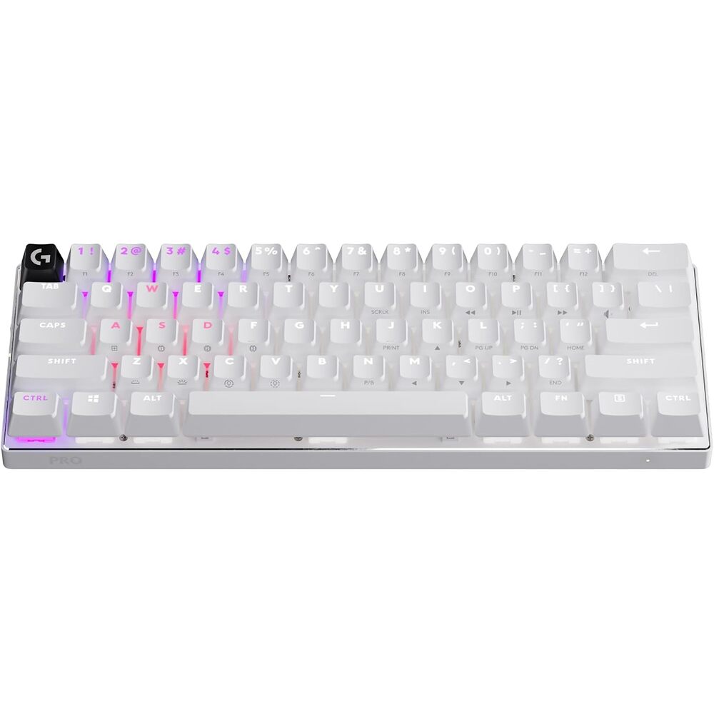 Logitech G PRO X 60 Lightspeed Wireless Gaming Keyboard, Ultra Compact TKL 60% Mechanical Keyboard for Windows PC, LIGHTSYNC RGB, Dual-Shot PBT Keycaps, GX Optical Linear Switches - White