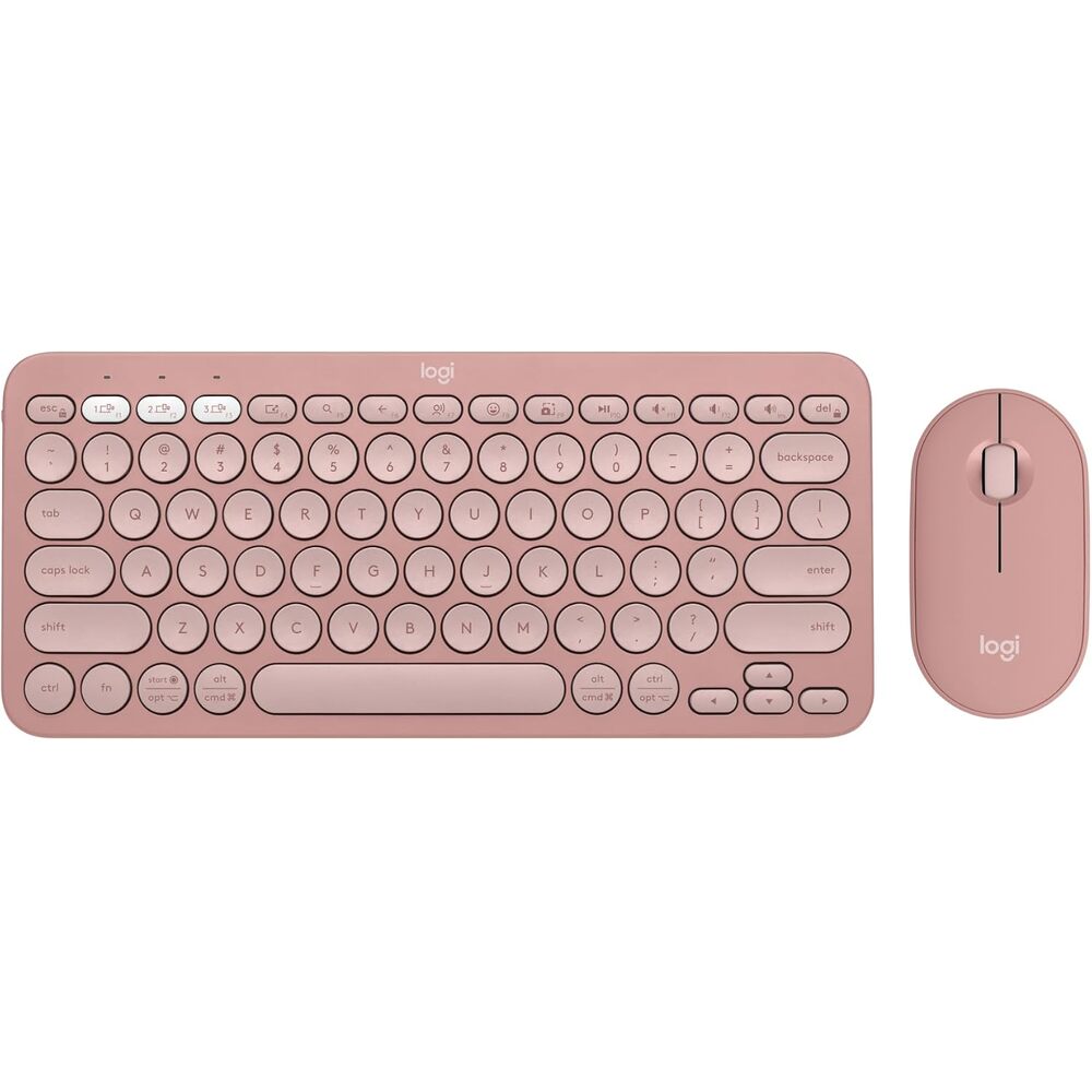 Logitech Pebble 2 Combo, Wireless Keyboard and Mouse, Quiet and Portable, Customizable, Logi Bolt, Bluetooth, Easy-Switch for Windows, macOS, iPadOS, Chrome - Tonal Rose