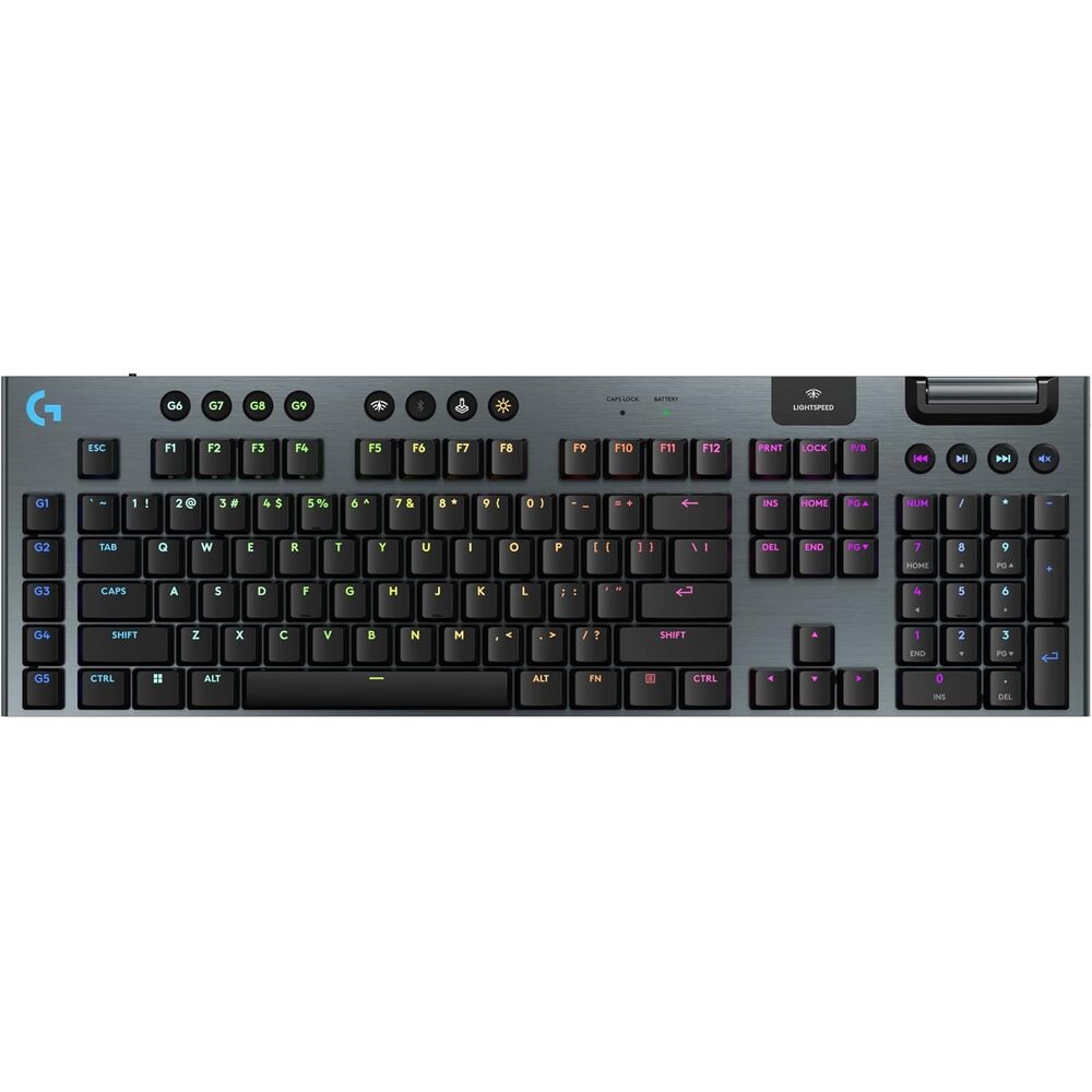 Logitech G915 X Lightspeed Low-Profile Wireless Gaming Keyboard, Double-Shot PBT Keycaps, Fully Programmable Keys, RGB Backlighting, Sleek Aluminum Finishing, GL Brown Tactile Switches-PC/Mac - Black