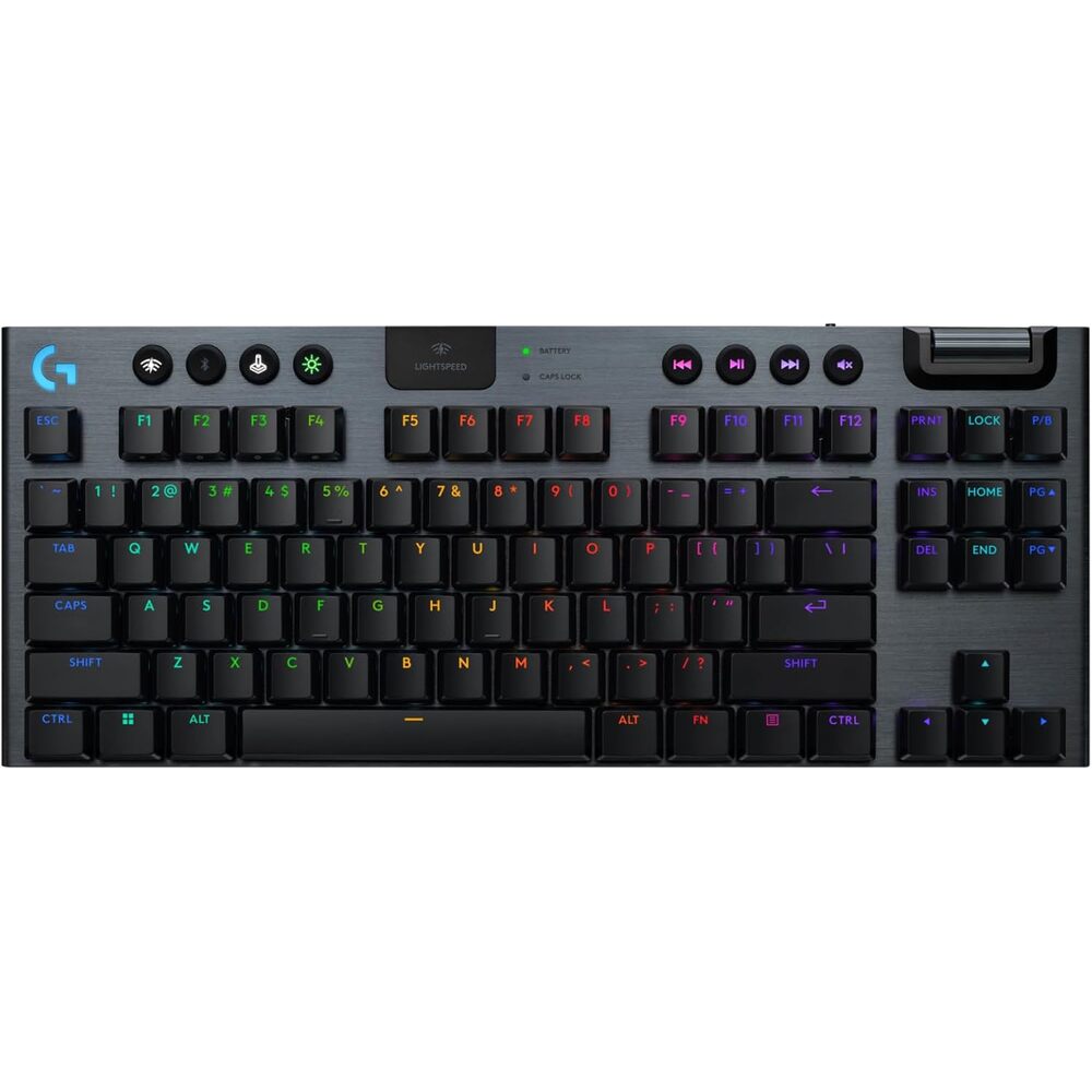 Logitech G915 X Lightspeed TKL Low-Profile Wireless Gaming Keyboard, Double-Shot PBT Keycaps, Fully Programmable Keys, RGB Backlighting, Sleek Aluminum Finishing, GL Red Linear - PC/Mac - Black