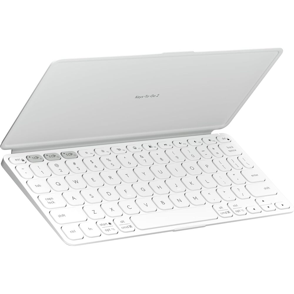 Logitech Keys-to-Go 2 Portable Bluetooth Keyboard for Tablet with Built-in Cover, Slim and Compact Wireless Keyboard for Windows, Android, Linux, iPad, iPhone, Mac, Apple TV - Pale Grey