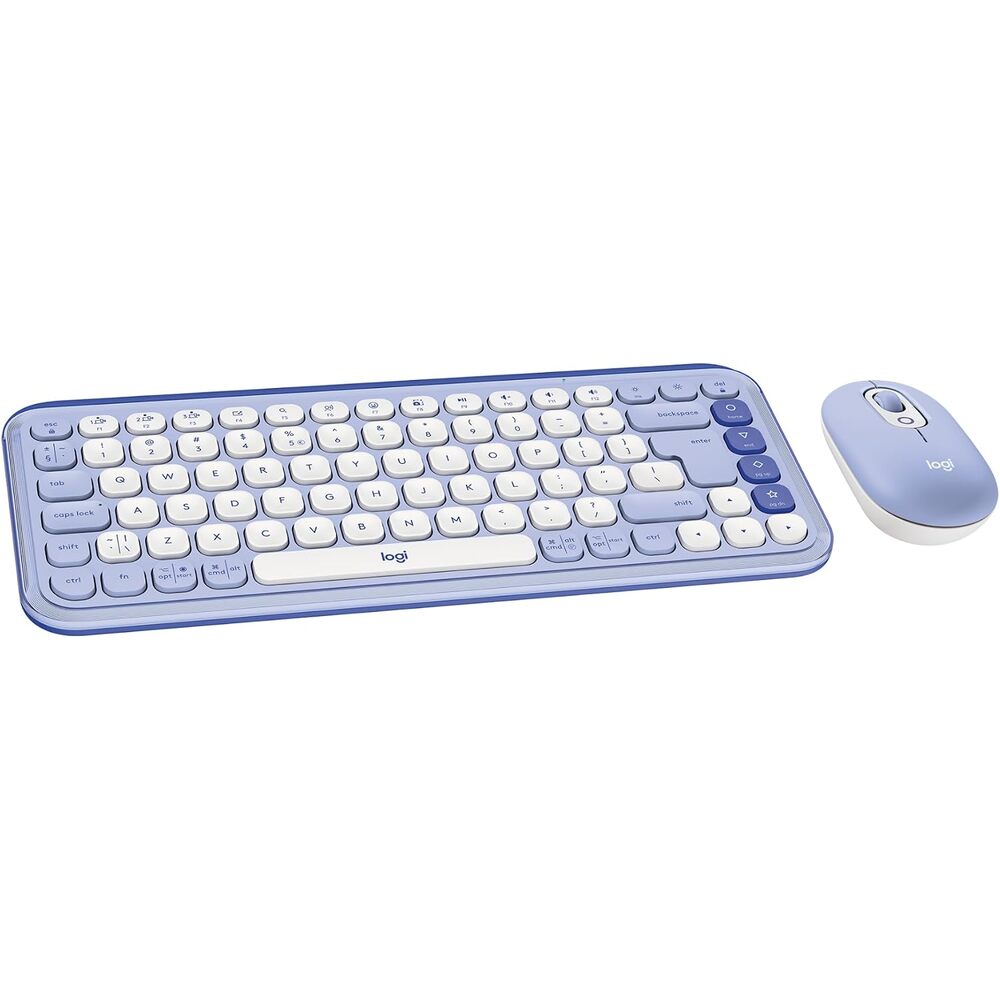 Logitech POP ICON Combo, Wireless Bluetooth Keyboard and Mouse, Comfortable Typing, programmable Keys and Buttons, Quiet clicks, Easy-Switch up to 3 Devices - Lilac