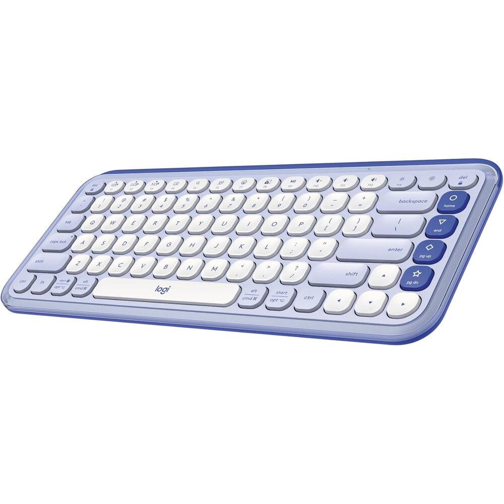 Logitech POP ICON Keys Wireless Bluetooth Keyboard, Comfortable Typing, Programmable Keys, Easy-Switch Between up to 3 Devices, for Laptop, Tablet, PC � Lilac and Off-White