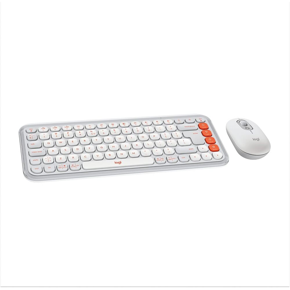 Logitech POP ICON Combo, Wireless Bluetooth Keyboard and Mouse, Comfortable Typing, programmable Keys and Buttons, Quiet clicks, Easy-Switch up to 3 Devices - Off-White