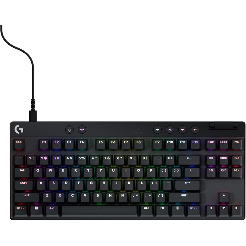 Logitech G PRO X TKL Rapid (Tenkeyless) Wired Gaming Keyboard: Magnetic Analog Switches with Rapid Trigger, Lightsync RGB, Detachable USB-C Cable, Volume Roller & Media Buttons - Black