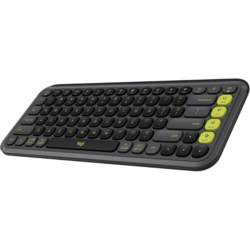 Logitech POP ICON Keys Wireless Bluetooth Keyboard, Comfortable Typing, Programmable Keys, Easy-Switch Between up to 3 Devices, for Laptop, Tablet, PC � Graphite and Green
