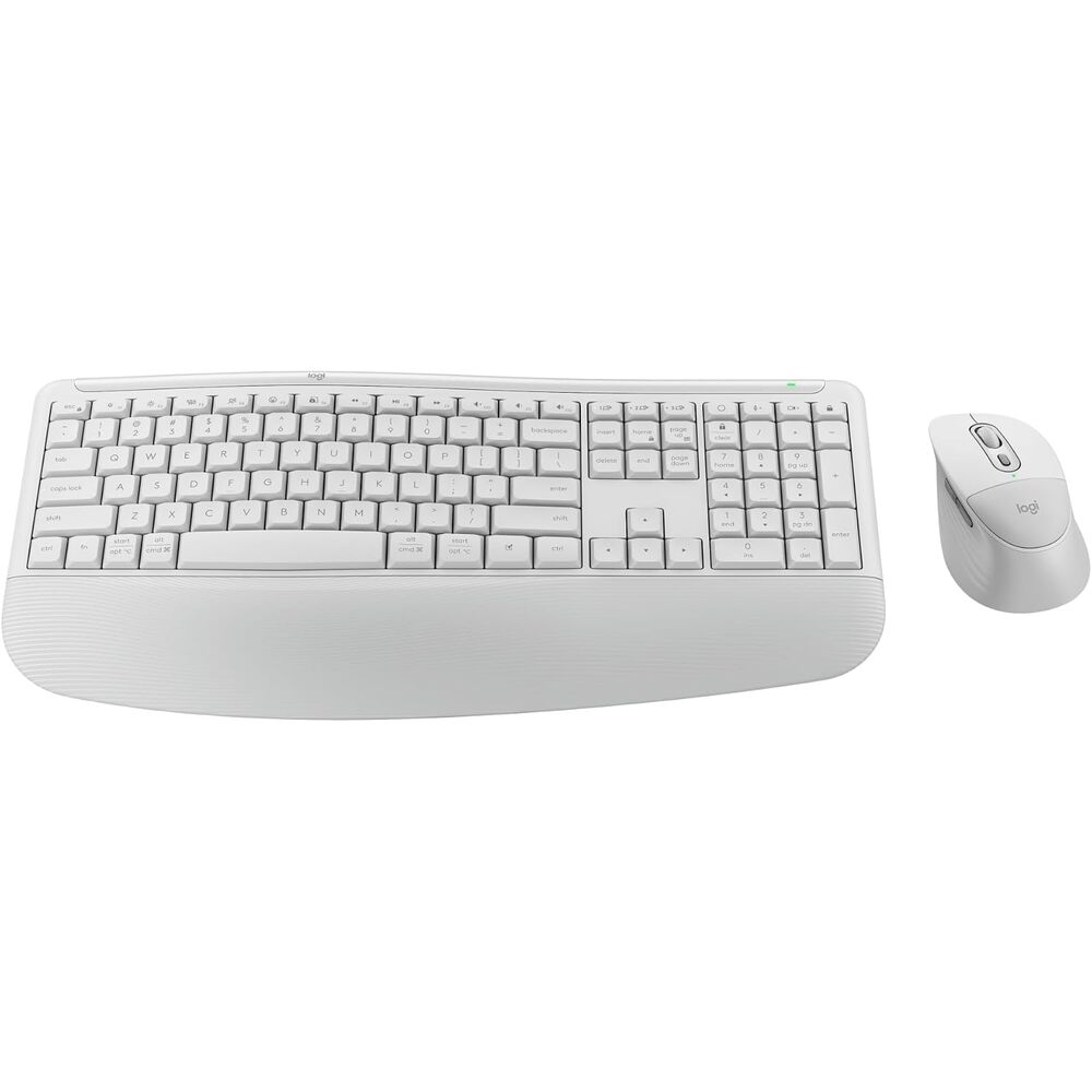 Logitech Signature Comfort Plus Combo MK880 Wireless Keyboard and Mouse Combo, Full-Size Comfort Keyboard with Palm Rest, Silent Clicks, Bluetooth, for Windows and macOS - Off White