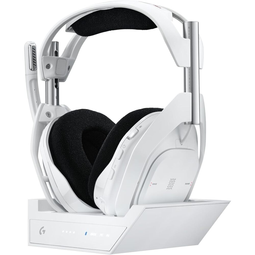 Logitech G Astro A50 X Multi-Platform Wireless Gaming Headset + Base Station for PS5/Xbox/PC: PLAYSYNC Video & Audio Switcher, HDMI 2.1 4K 120Hz VRR, <24bit/48kHz, 24hr Battery, 2.4GHz & BT - White