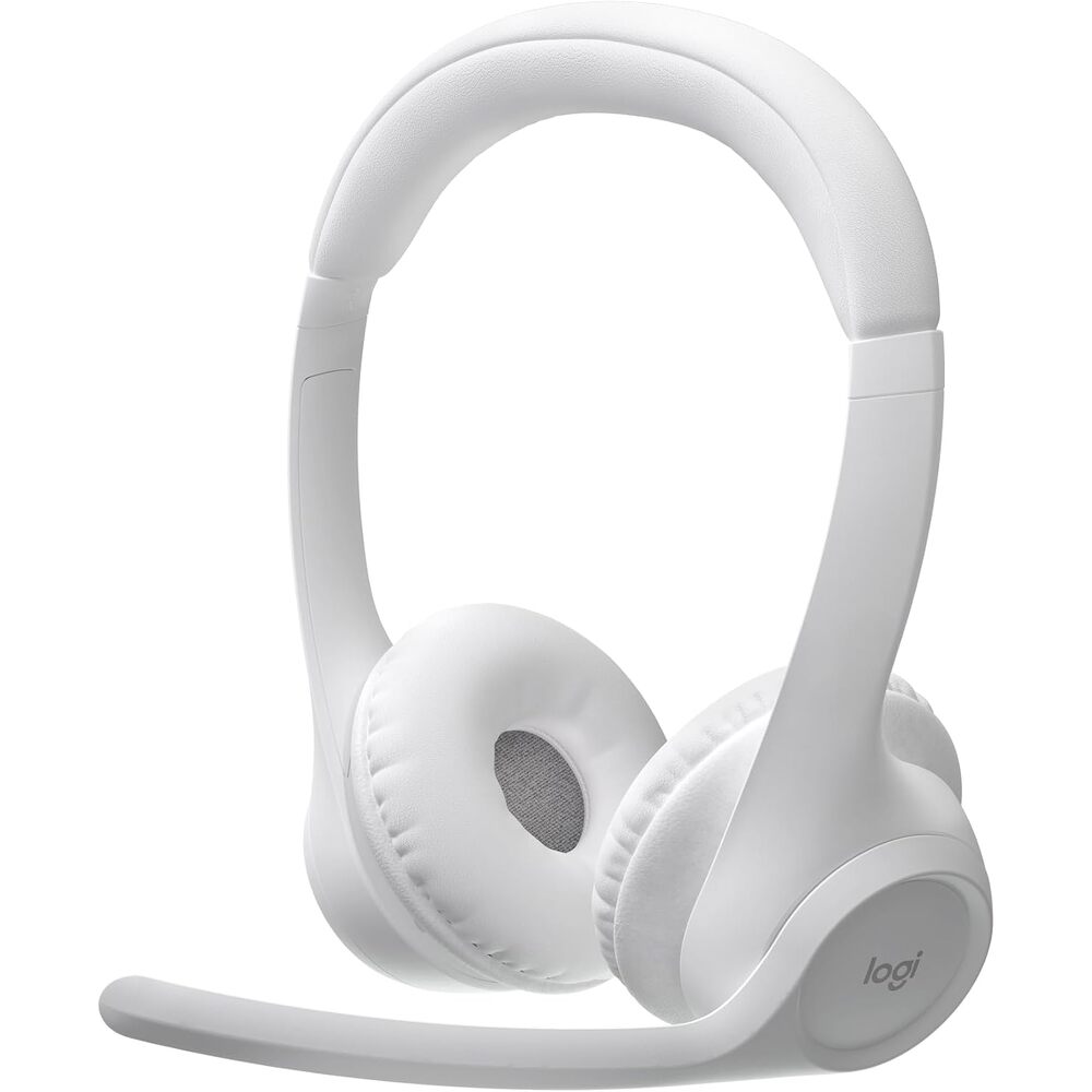 Logitech Zone 300 Wireless Bluetooth Headset with Noise-Canceling Microphone, Compatible with Windows, Mac, Chrome, Linux, iOS, iPadOS, Android � Off-White