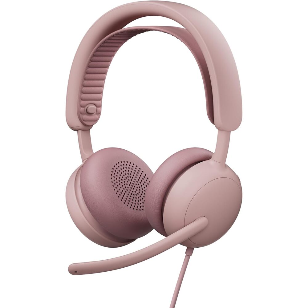 Logitech Zone Wired 2 - Noise-Canceling Headset with Adaptive Hybrid ANC, USB-C with USB-A Adapter - Rose