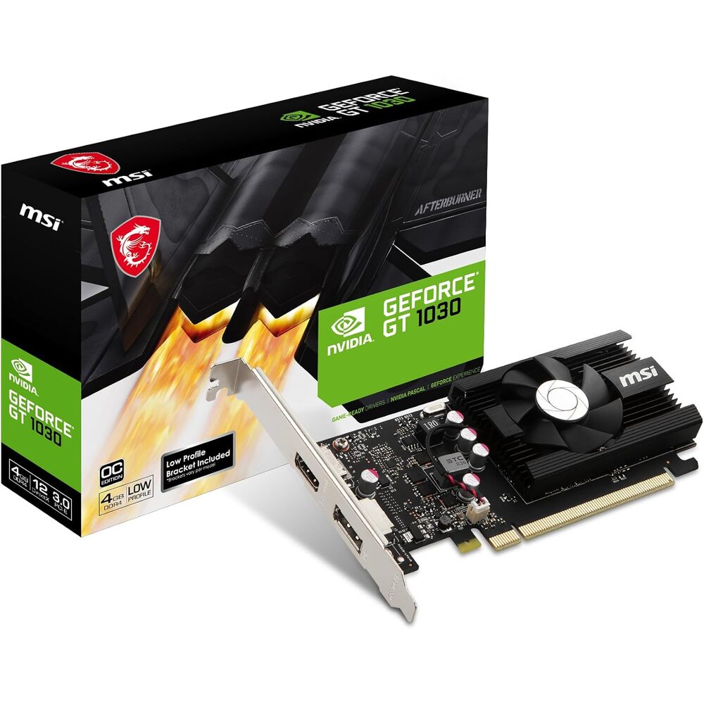 msi Gaming GeForce GT 1030 4GB DDR4 64-bit HDCP Support DirectX 12 DP/HDMI Single Fan OC Graphics Card (GT 1030 4GD4 LP OC)