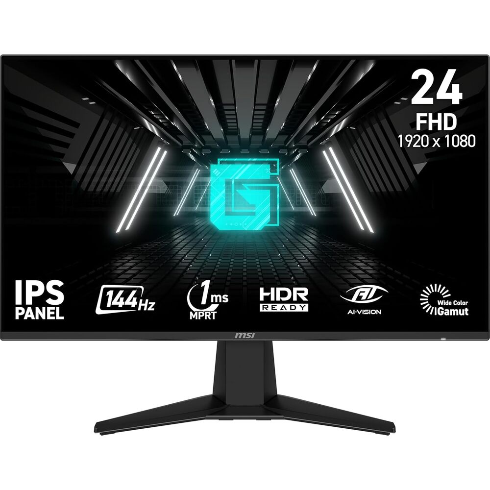 msi G242L E14 24-inch 1920 x 1080 (FHD) Gaming Monitor, 144Hz, AMD FreeSync, HDMI, DisplayPort, VESA, Tilt, Height Adjustable, Speaker, 1ms, Black