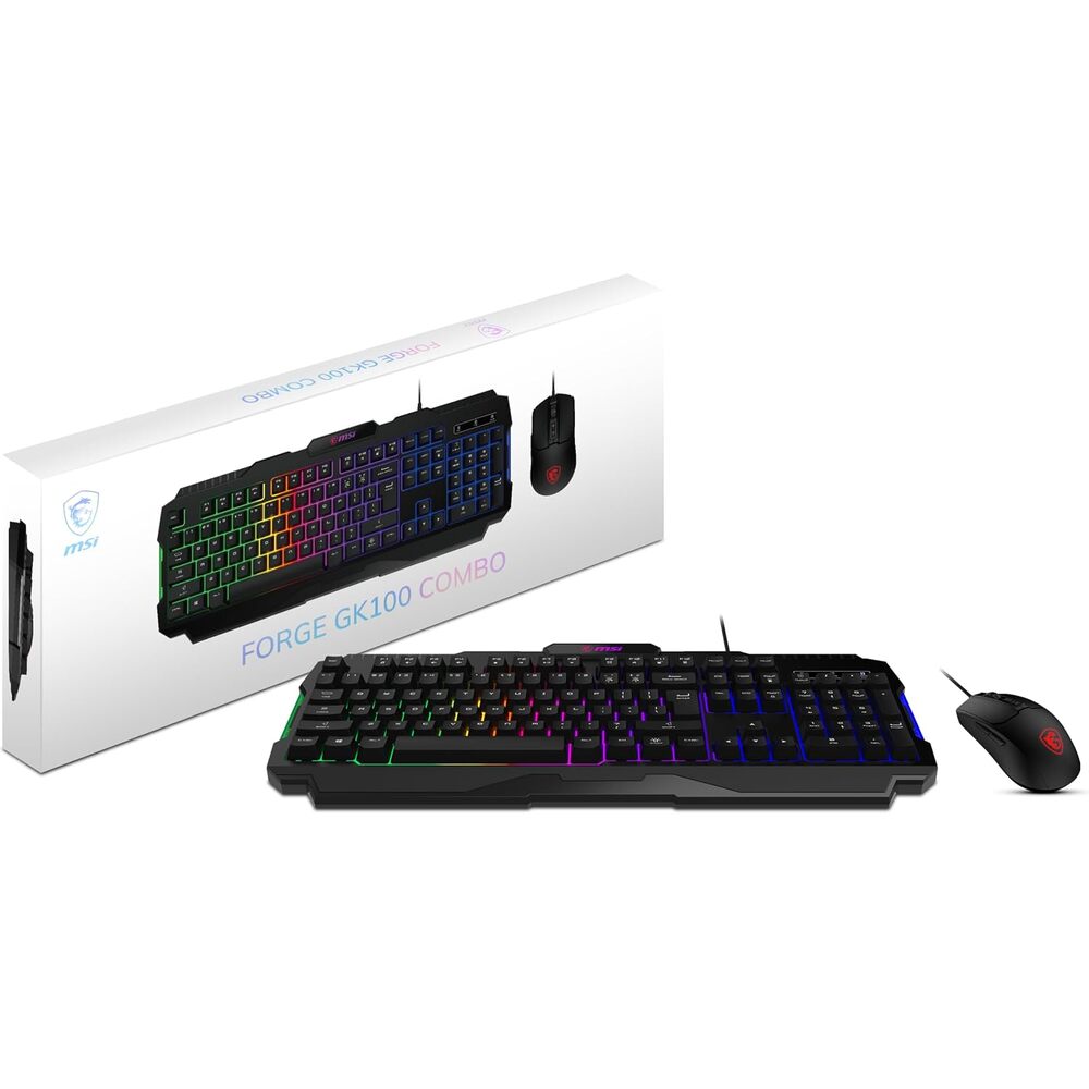 MSI Forge GK100 Combo � Gaming RGB Keyboard & Mouse Set, 19-Key Anti-Ghosting, 6400 DPI Optical Sensor