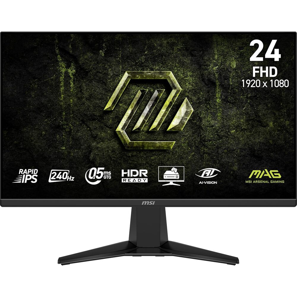 msi MAG 245F X24 24-inch 1920 x 1080 (FHD) Gaming Monitor, 240Hz, AMD FreeSync Premium, HDR Ready, HDMI, VGA Port, VESA, Tilt, 0.5ms, Black