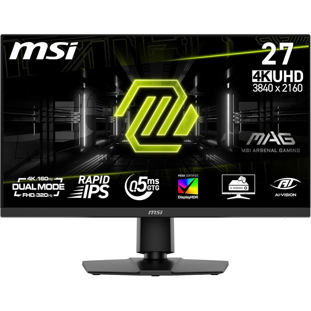 msi MAG 272URDF E16 27-inch 3840 x 2160 (UHD) Gaming Office Monitor, 320Hz, AMD FreeSync Premium, HDR Ready, HDMI, VGA Port, VESA, Tilt, 0.5ms, Black