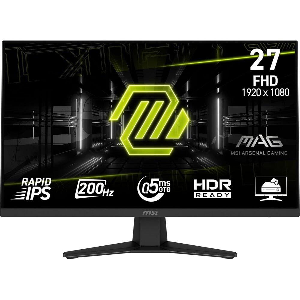 msi MAG 274F 27-inch 1920 x 1080 (FHD) Gaming Office Monitor, 200Hz, AMD FreeSync Premium, HDR Ready, HDMI, VGA Port, VESA, Tilt, 0.5ms, Black