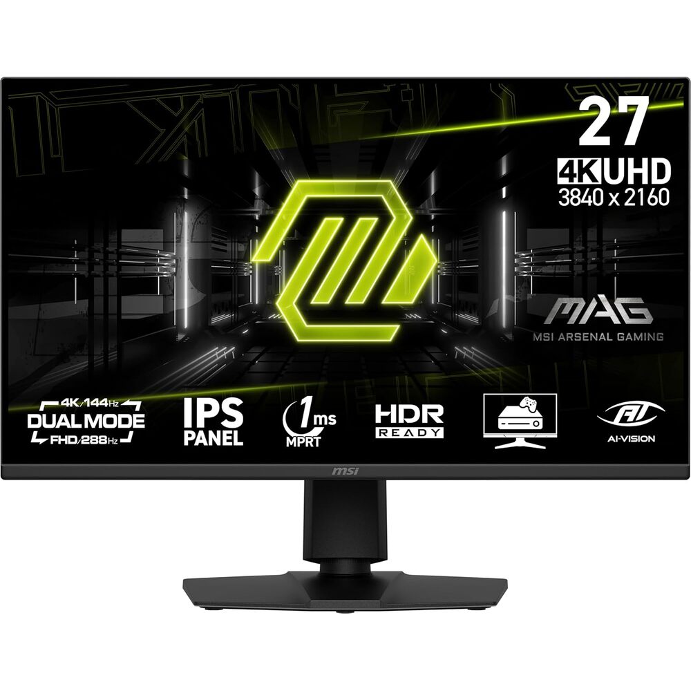 msi MAG 275UPD E14 27-inch 3840 x 2160 (UHD) Gaming Monitor, 288Hz, AMD FreeSync Premium, HDMI, DisplayPort, VESA, Tilt, Height Adjustable, Speaker, 1ms, Black