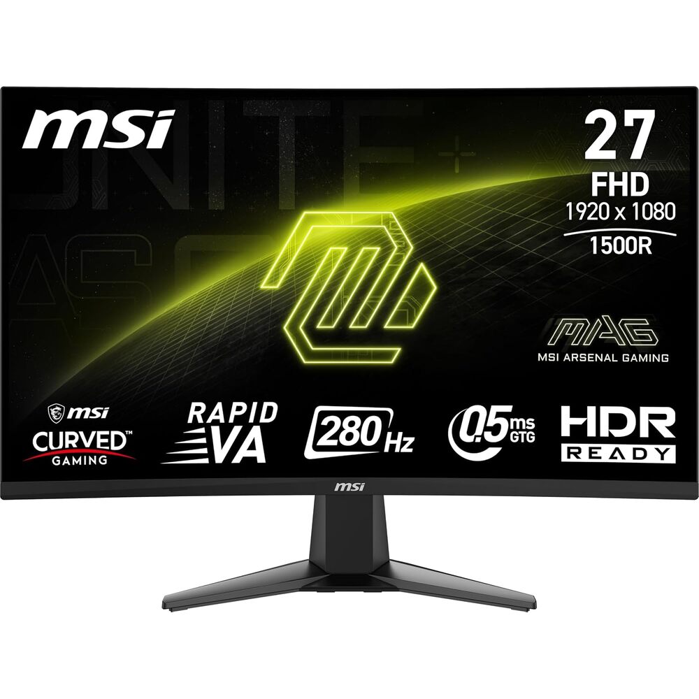 msi MAG 276CXF 27-inch 1920 x 1080 (FHD) Curved Monitor, 280Hz, AMD Adaptive Sync, HDMI, DisplayPort, VGA Port, VESA, Tilt, Speaker, 0.5ms, Black